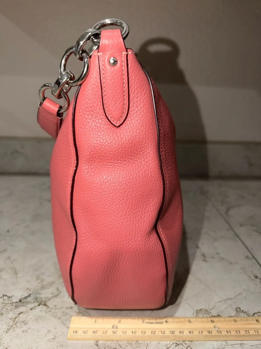 Coach Coral Pink Pebbled Leather Hobo Bag